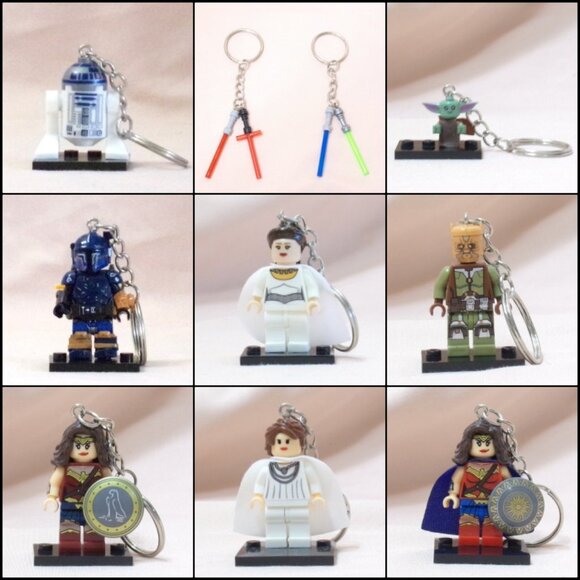 MINIFIGURE KEYCHAIN-Star Wars-Harry Potter-Sesame Street-Wonder Women Stand Gift - Picture 11 of 13